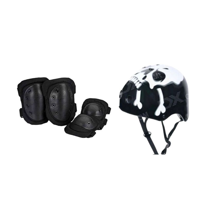 GENERICO - Pack De Rodillera Y Codera Para Adulto Casco Skate Calavera