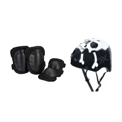 GENERICO - Pack De Rodillera Y Codera Para Adulto Casco Skate Calavera