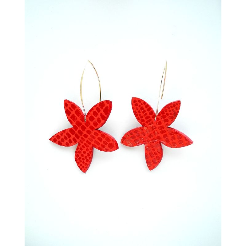 JARDIN DEL ESTE - Aros de cuero Jazmín Rojo