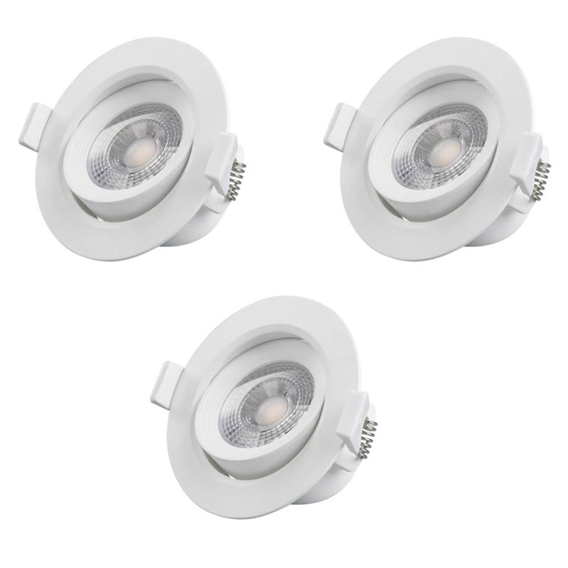 WANT - PACK X3 Foco Led Embutido Redondo Aro Móvil 7w 220v Luz calida