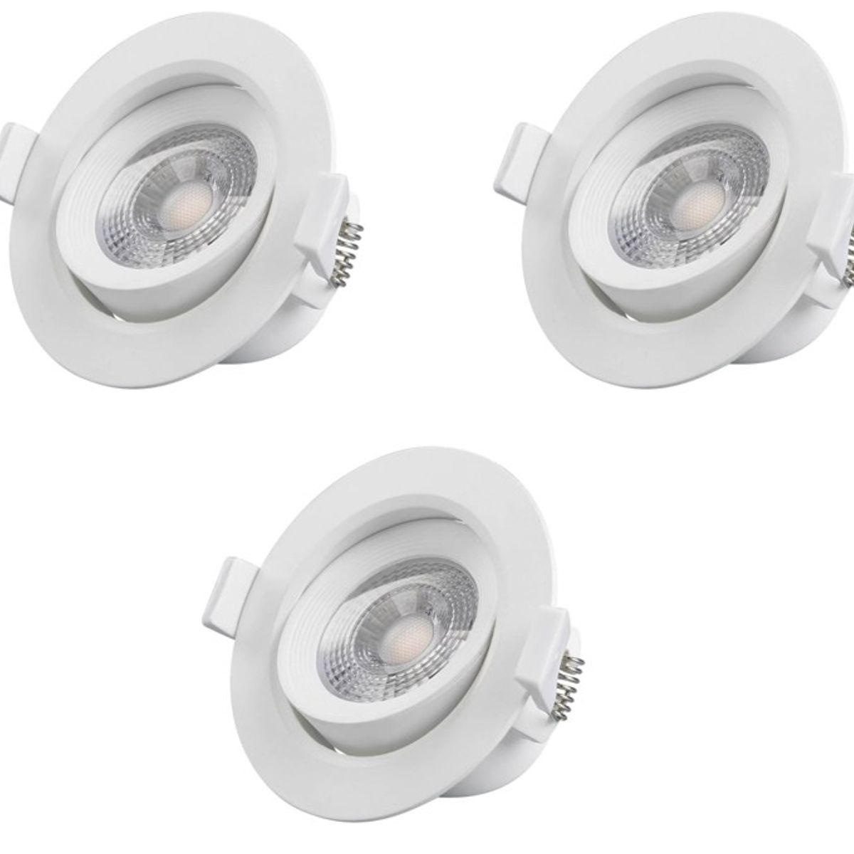 WANT - PACK X3 Foco Led Embutido Redondo Aro Móvil 7w 220v Luz NEUTRA