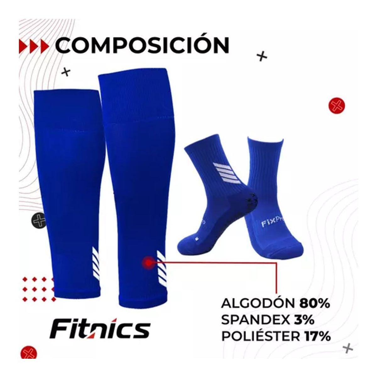 FITNICS - Medias Calcetas Futbol Antideslizante Set 2 Mas Pantorrillera