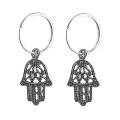 TODOJOYAS - Aros Plata 925 Mano de Fatima 12mm