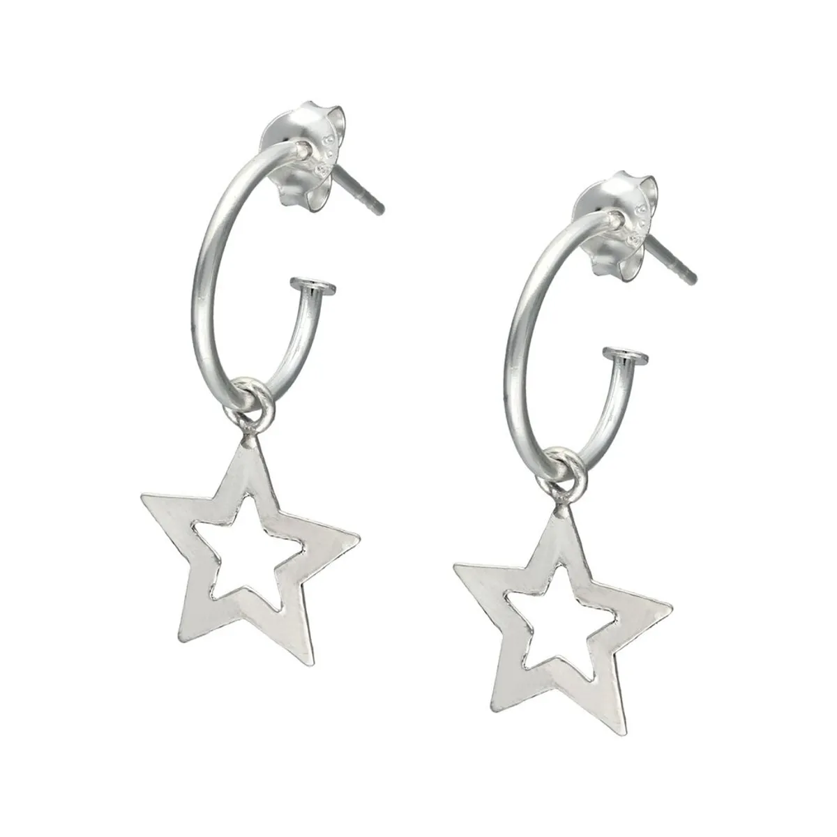 TODOJOYAS - Aros Plata 925 Estrella Semi Argolla