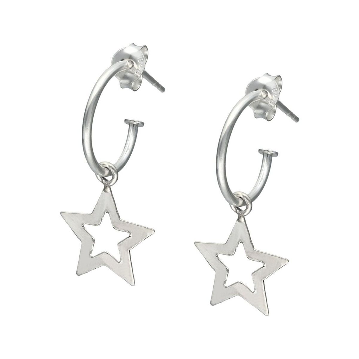TODOJOYAS - Aros Plata 925 Estrella Semi Argolla