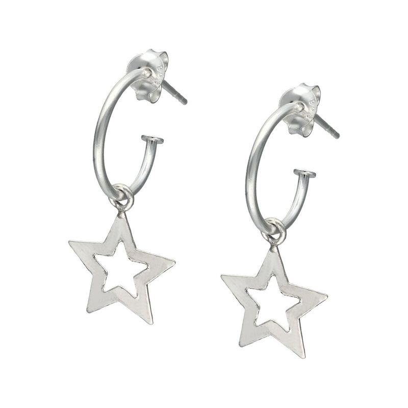 TODOJOYAS - Aros Plata 925 Estrella Semi Argolla