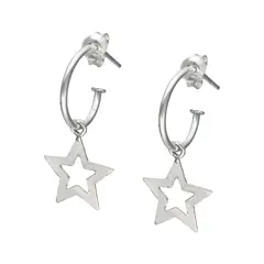 TODOJOYAS - Aros Plata 925 Estrella Semi Argolla