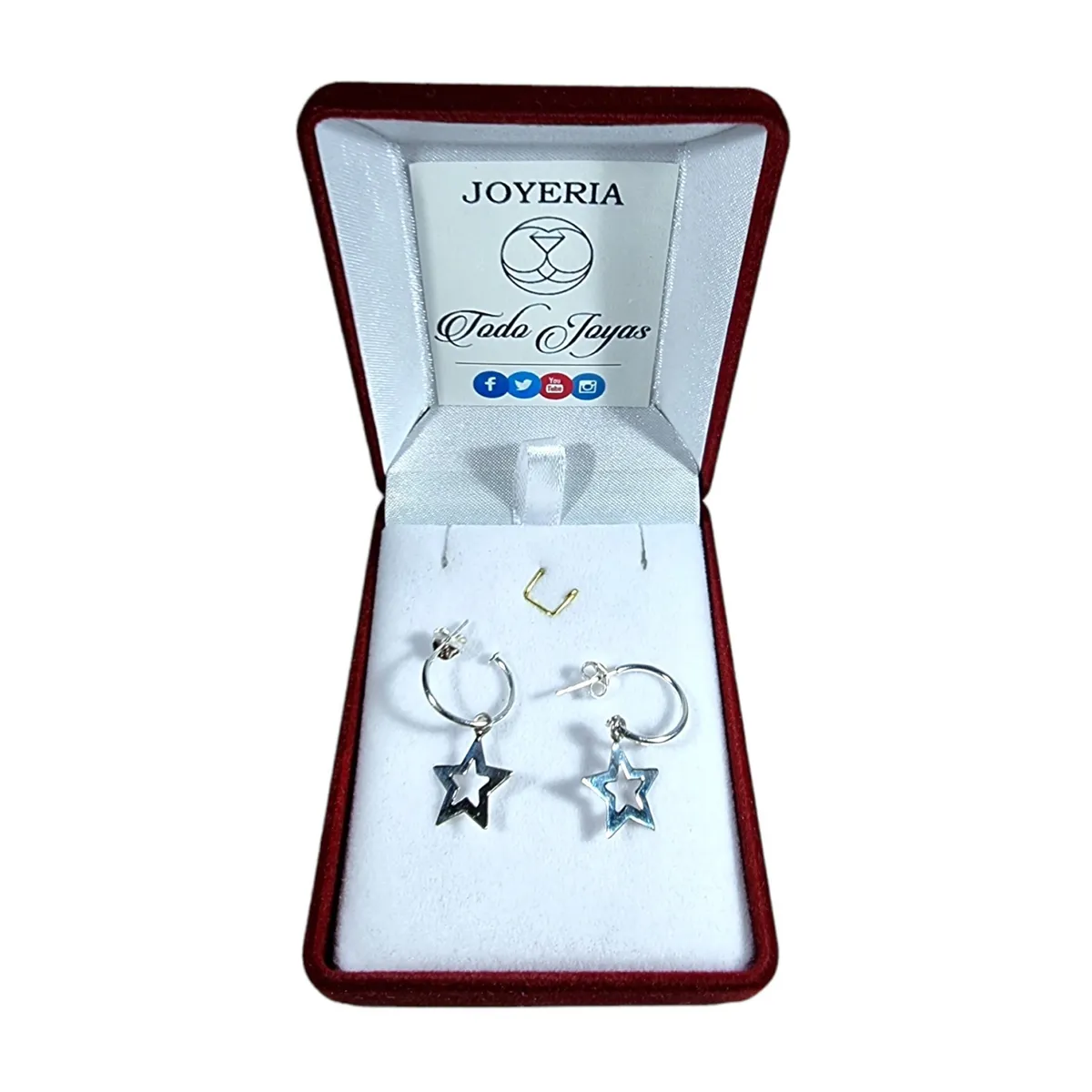TODOJOYAS - Aros Plata 925 Estrella Semi Argolla