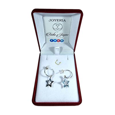 Imagen 2 del producto Aros Plata 925 Estrella Semi Argolla