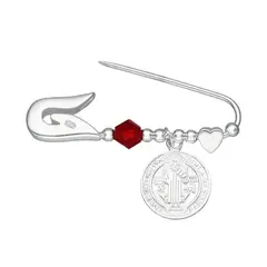 TODOJOYAS - Prendedor Plata 925 Bebe San Benito Cristal Rojo