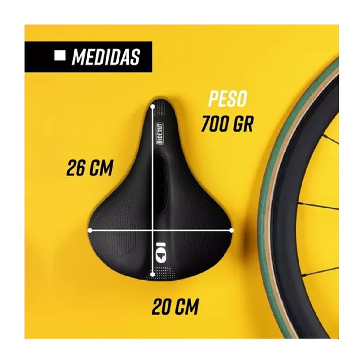 FLYROCK - Asiento Sillin Bicicleta Antiprostático Flyrock  luz Trasera