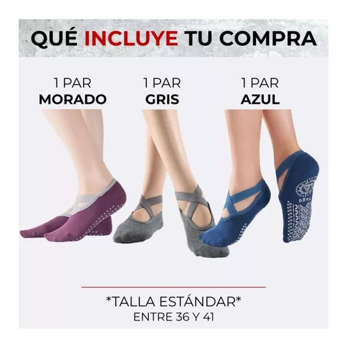 FITNICS - Calcetines Antideslizantes Yoga Pilates Fitnics Set 3 Pares