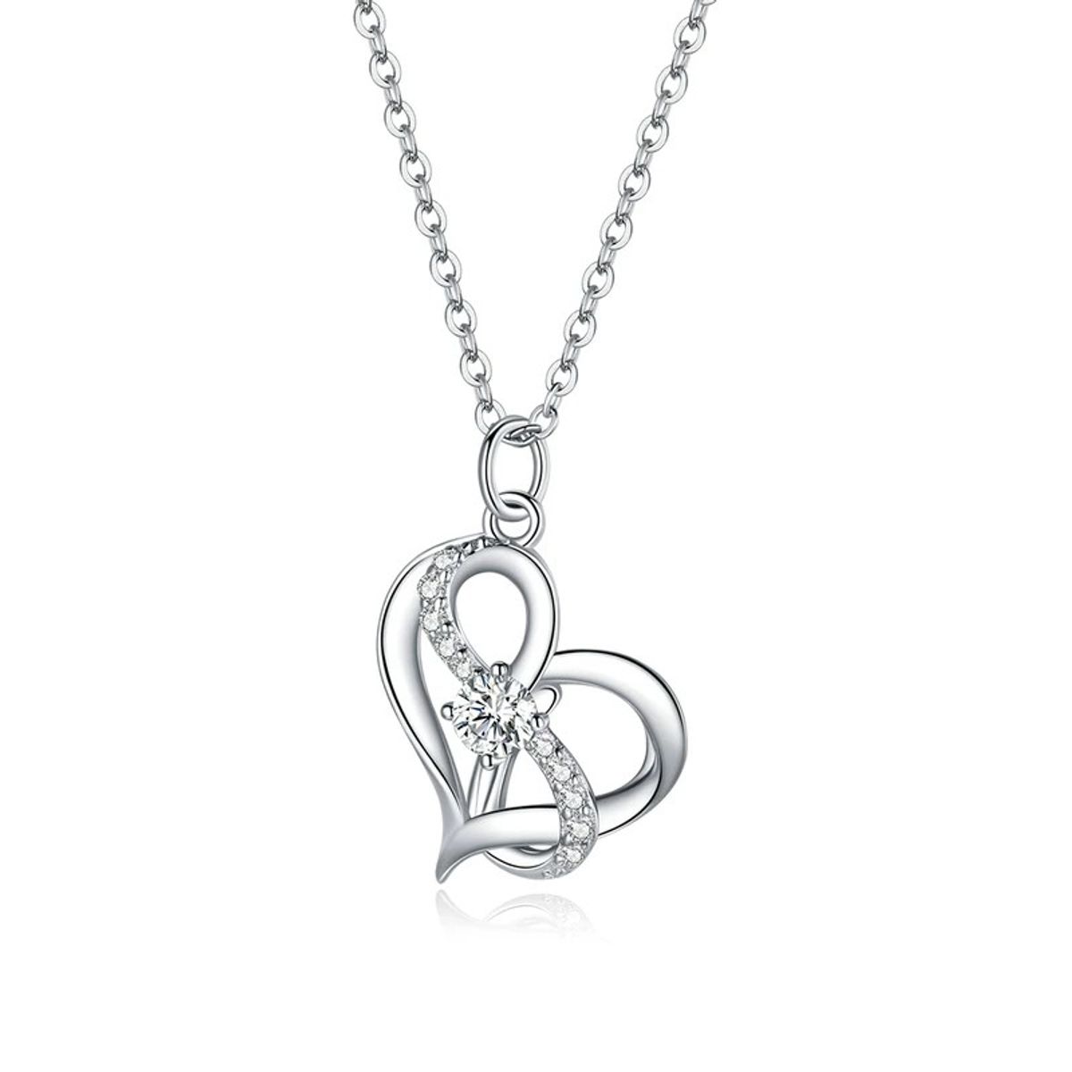 TODOJOYAS - Collar Plata 925 Corazon Infinito Entrelazado
