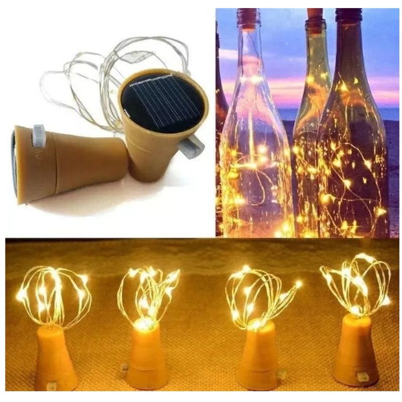 GENERICO - Pack 10 Corcho Solares Para Botellas En Luz Hada Cálida