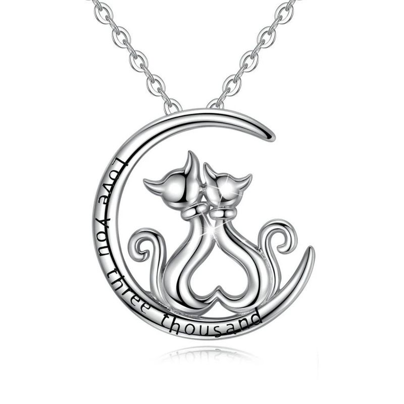 TODOJOYAS - Collar Plata 925 Gatitos en Luna Tres Mil