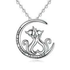 TODOJOYAS - Collar Plata 925 Gatitos en Luna Tres Mil