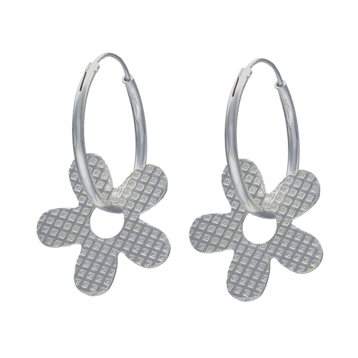 TODOJOYAS - Aros Plata 925 Argolla Flor Facetada