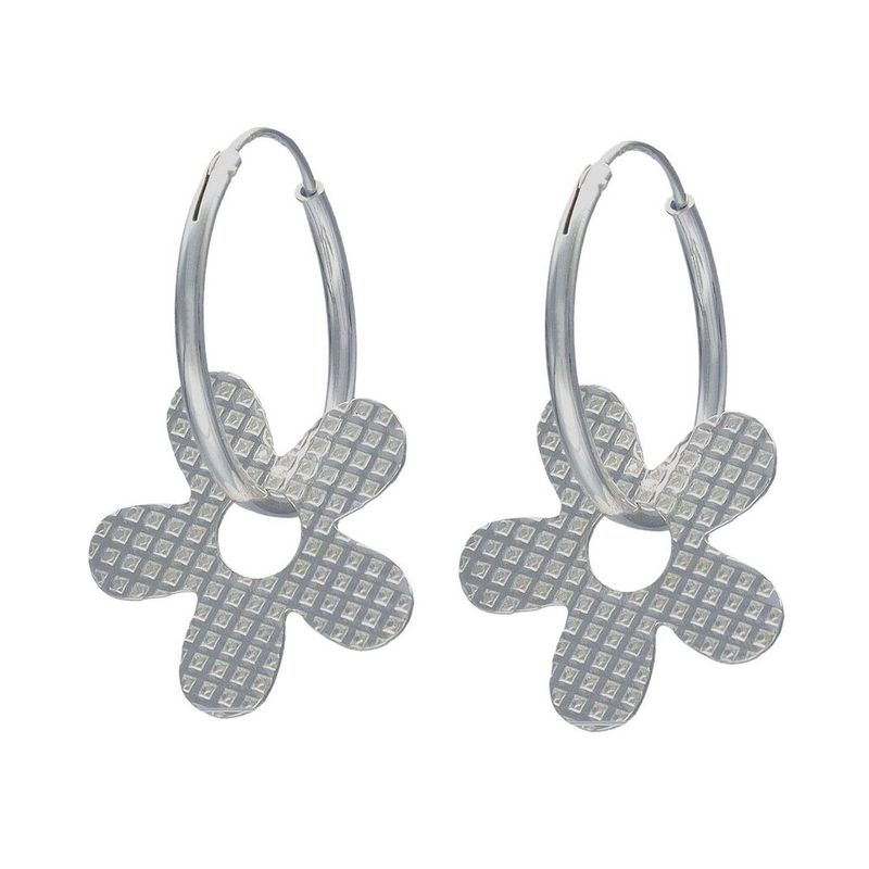 TODOJOYAS - Aros Plata 925 Argolla Flor Facetada