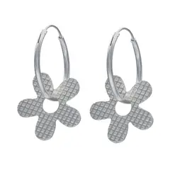 TODOJOYAS - Aros Plata 925 Argolla Flor Facetada