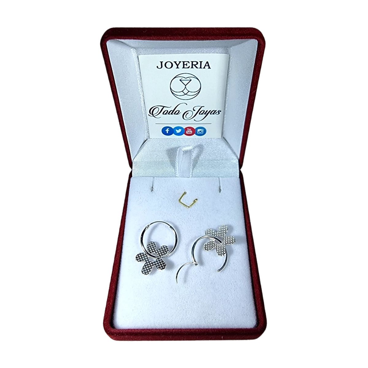 TODOJOYAS - Aros Plata 925 Argolla Flor Facetada