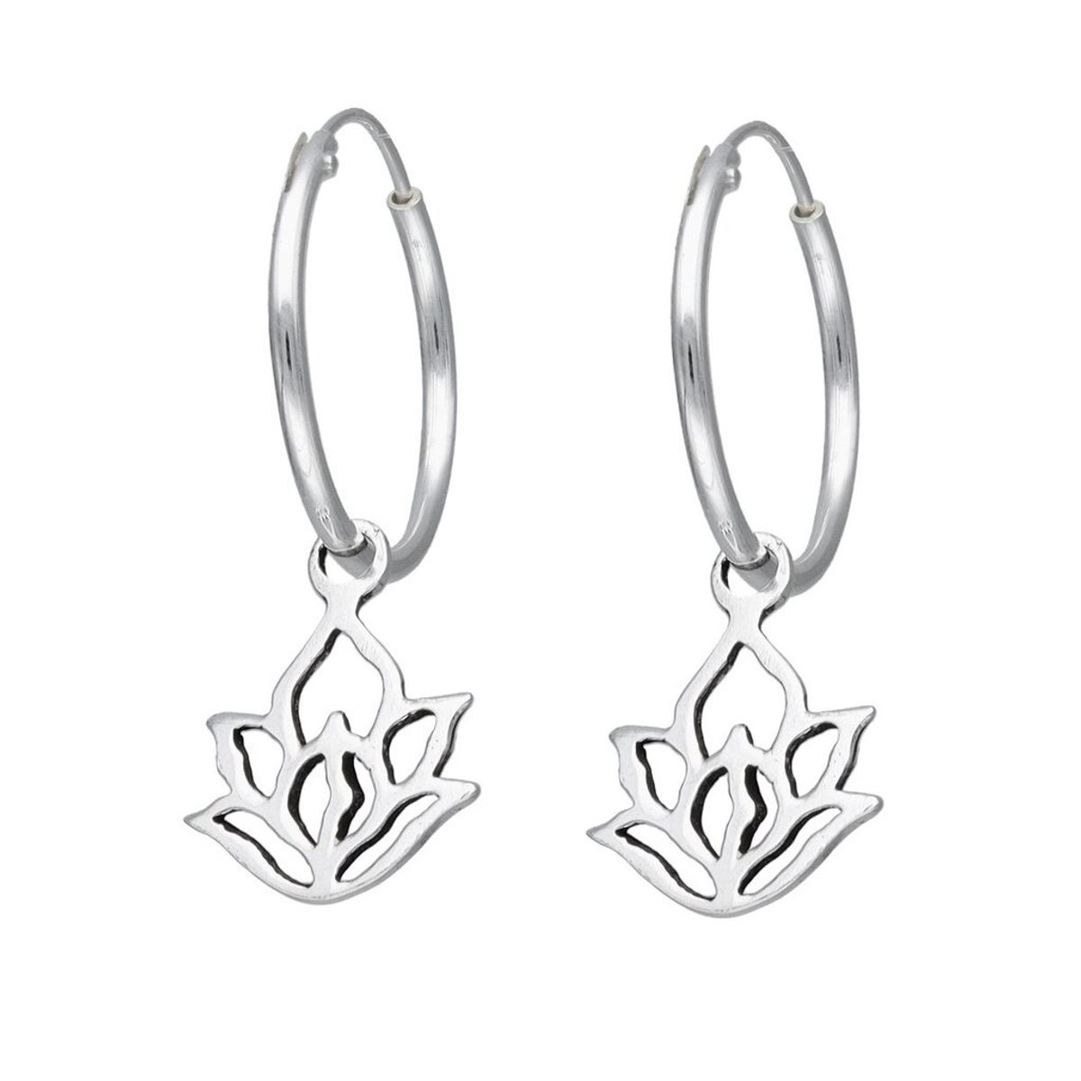TODOJOYAS - Aros Plata 925 Argolla Flor de Loto