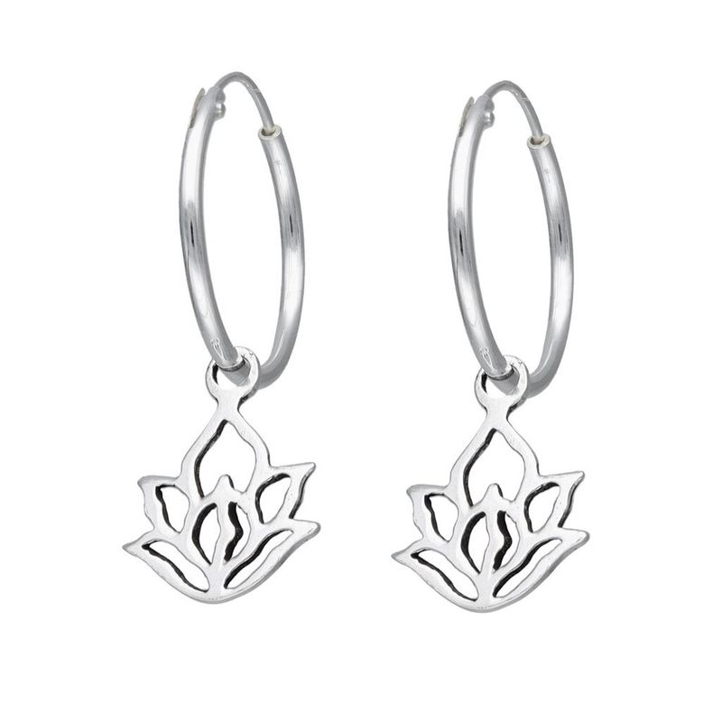 TODOJOYAS - Aros Plata 925 Argolla Flor de Loto