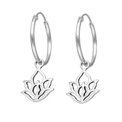 TODOJOYAS - Aros Plata 925 Argolla Flor de Loto