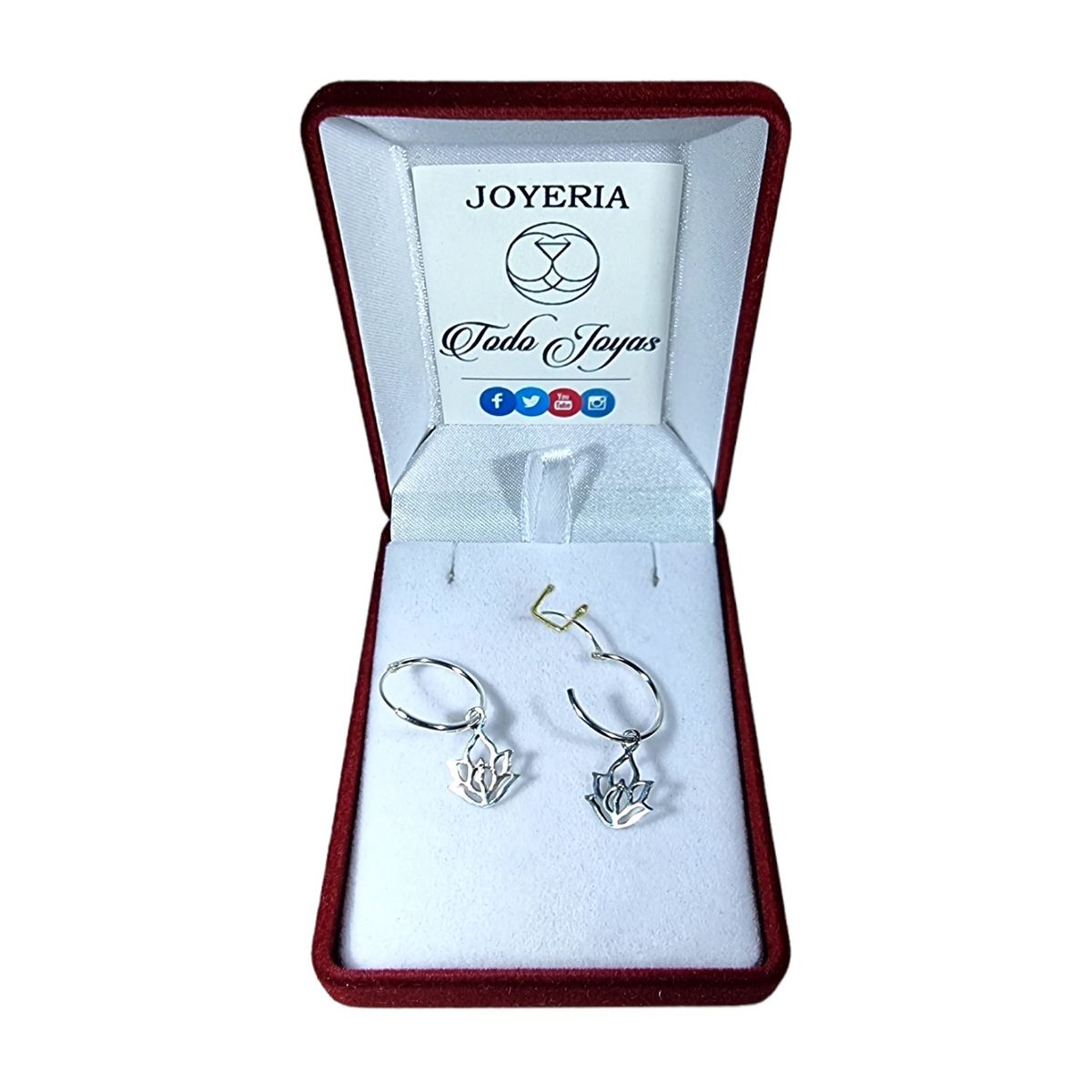 TODOJOYAS - Aros Plata 925 Argolla Flor de Loto