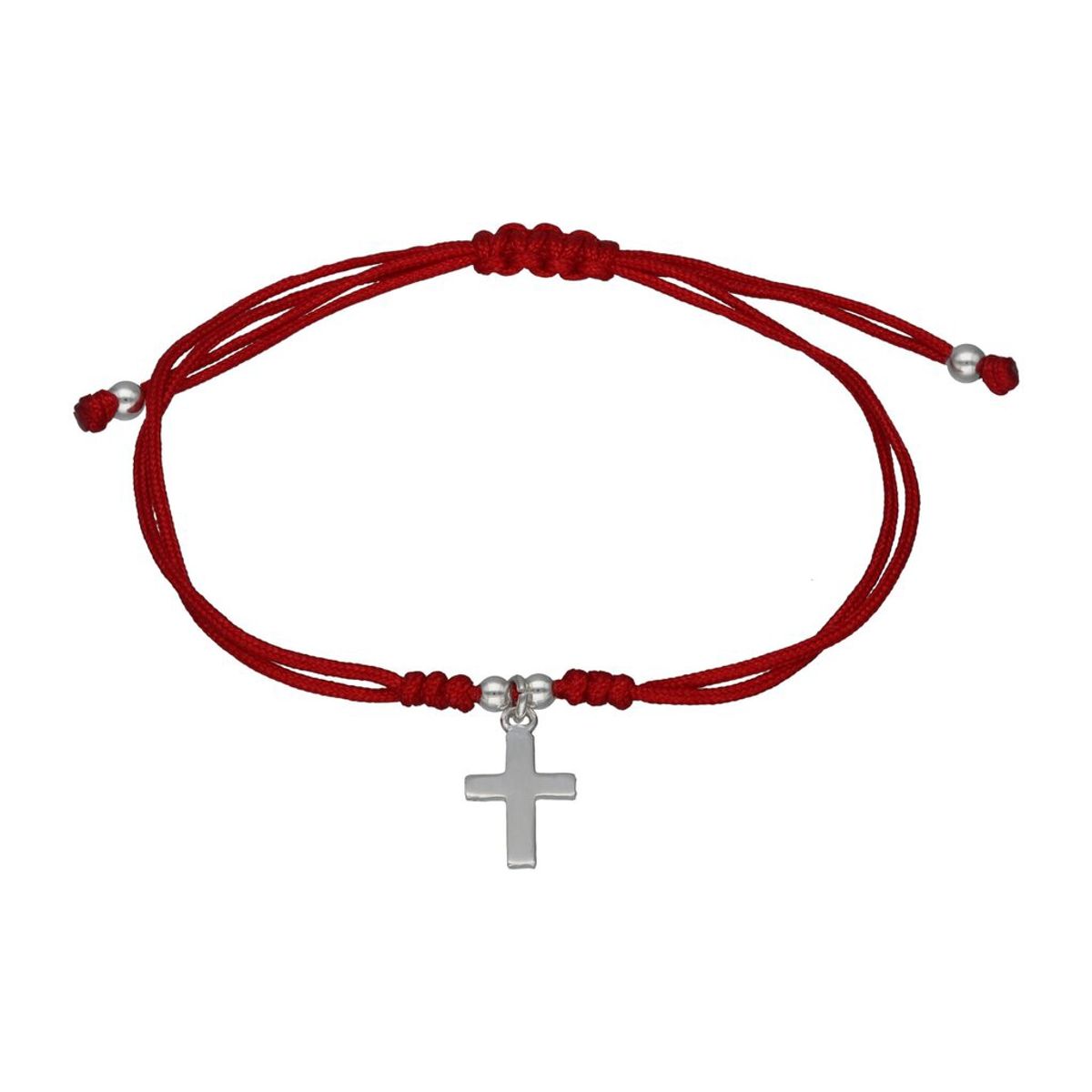 TODOJOYAS - Pulsera Plata 925 Hilo Rojo Trenzado Cruz