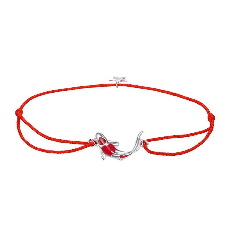 TODOJOYAS - Pulsera Plata 925 Hilo Rojo Pez de la Suerte