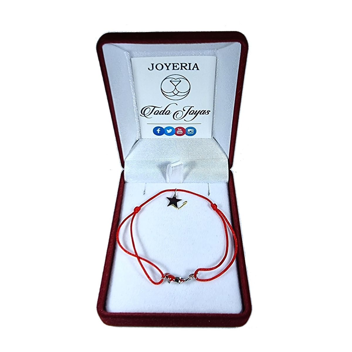 TODOJOYAS - Pulsera Plata 925 Hilo Rojo Pez de la Suerte