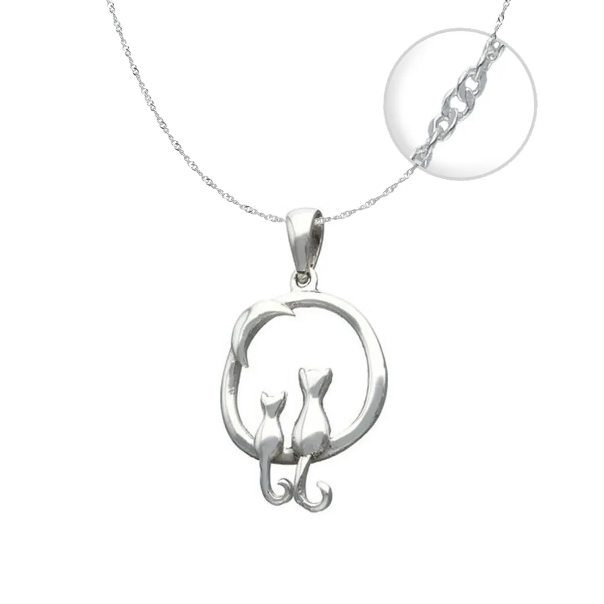 TODOJOYAS - Collar Plata 925 Par Gatitos con Luna
