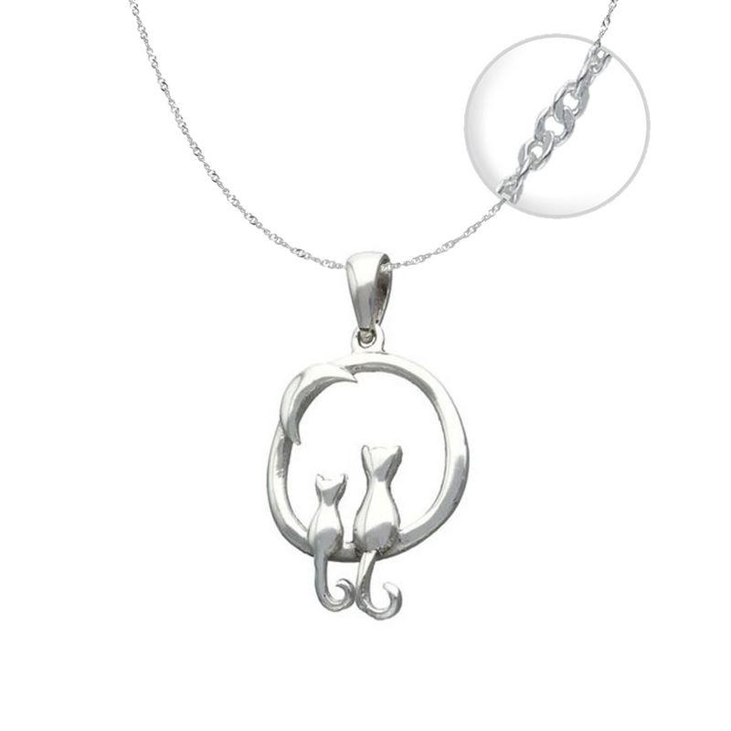 TODOJOYAS - Collar Plata 925 Par Gatitos con Luna