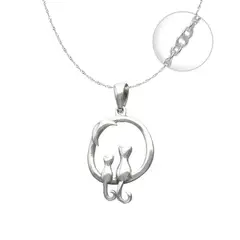 TODOJOYAS - Collar Plata 925 Par Gatitos con Luna