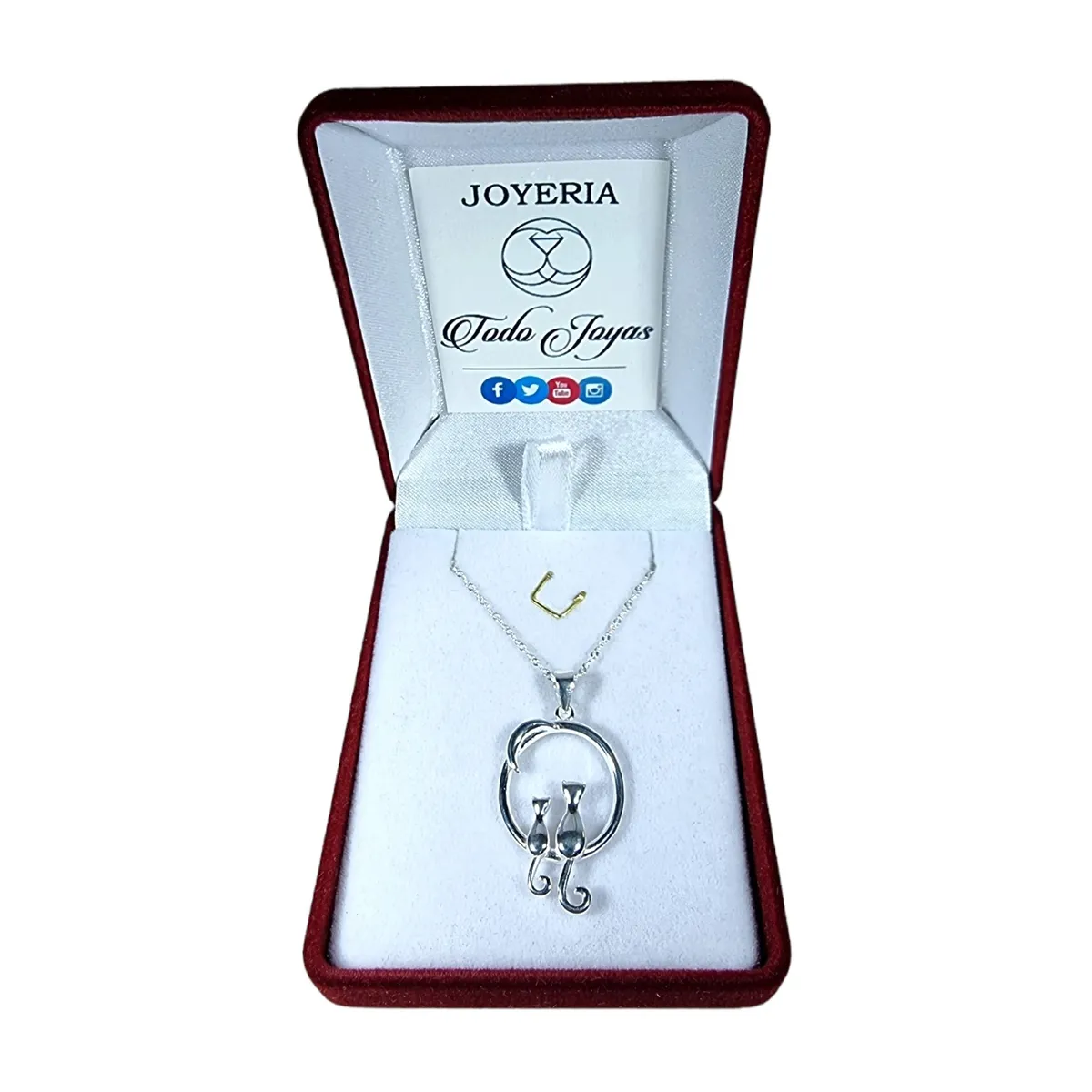 TODOJOYAS - Collar Plata 925 Par Gatitos con Luna