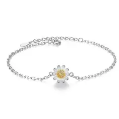 TODOJOYAS - Pulsera Flor Margarita Ajustable Plateada