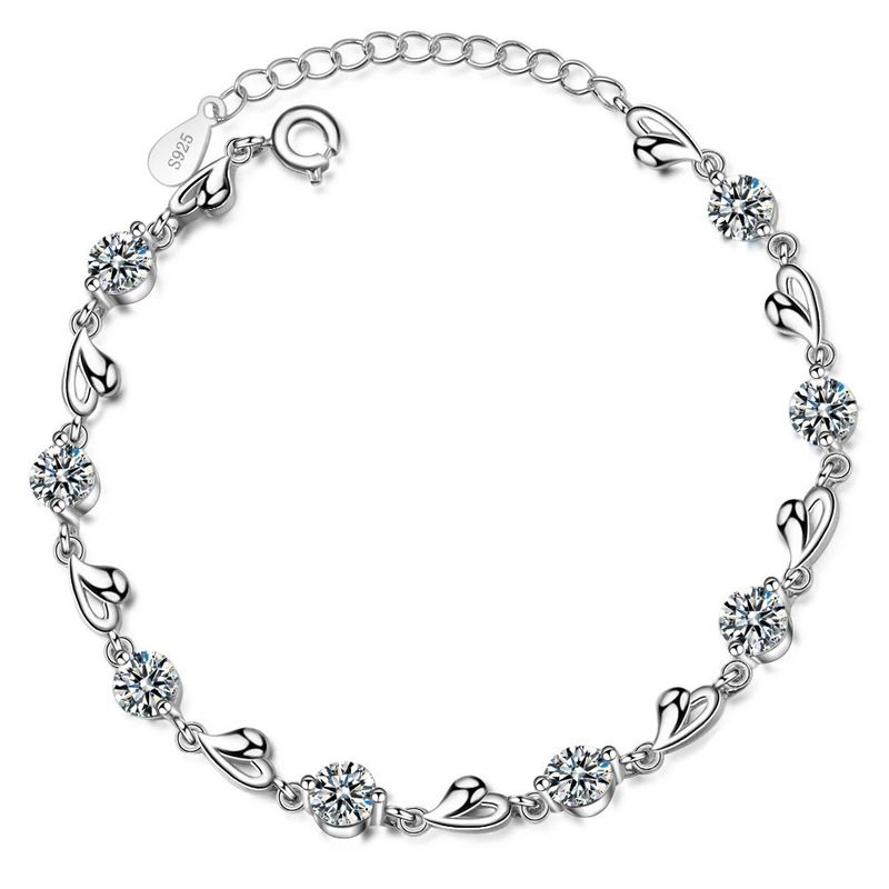 TODOJOYAS - Pulsera Corazones y Circones Plateada