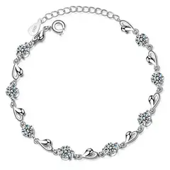 TODOJOYAS - Pulsera Corazones y Circones Plateada