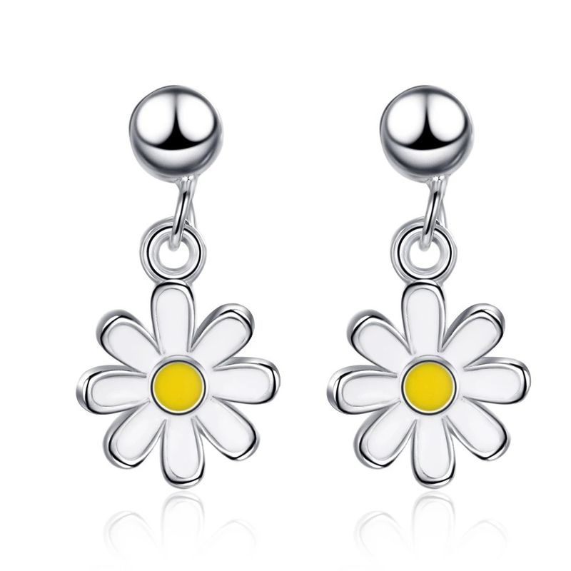 TODOJOYAS - Aros Flor Margarita Plateados