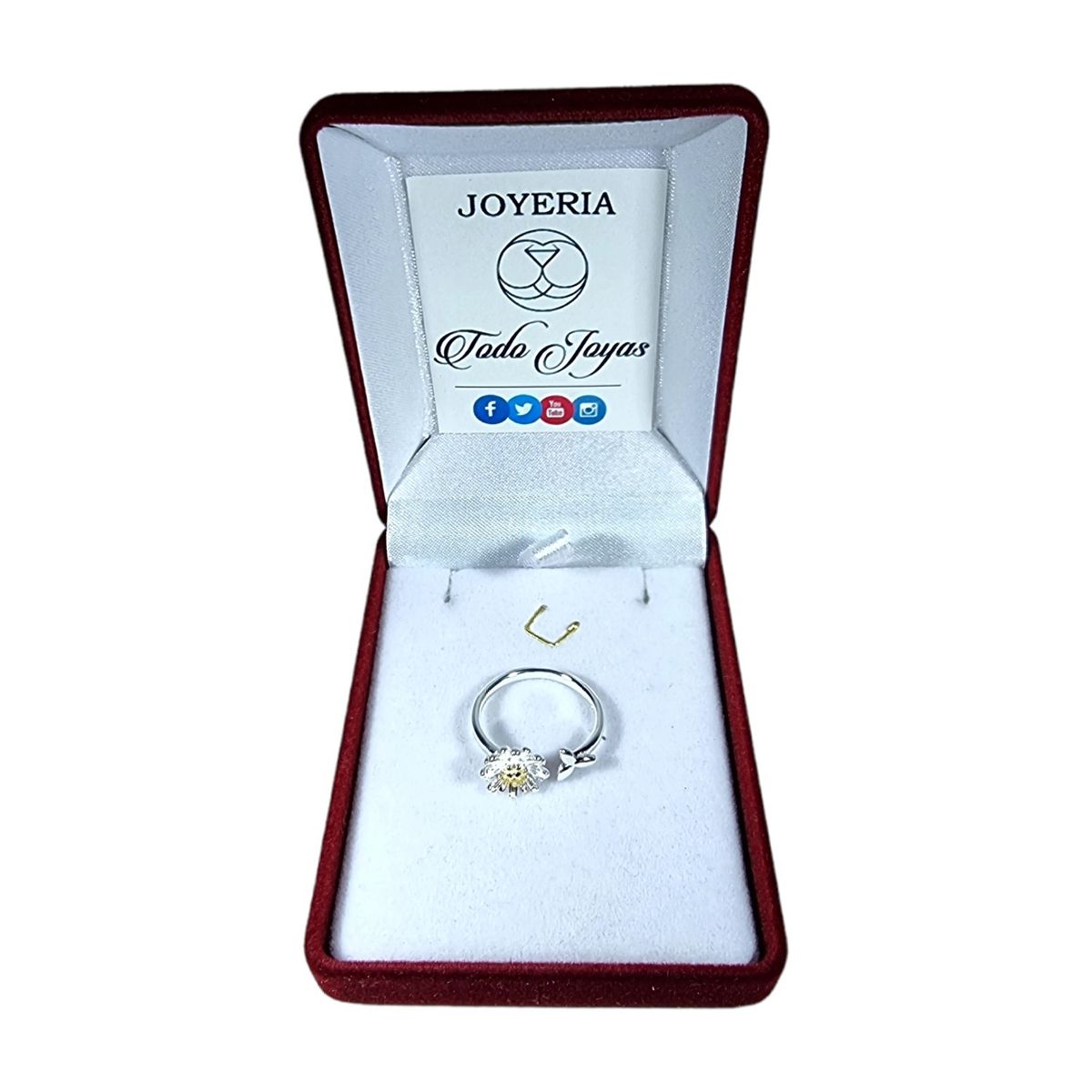 TODOJOYAS - Anillo Flor Margarita Ajustable Plateado