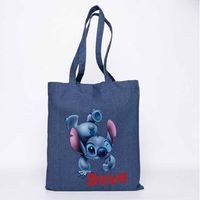 TOTE BAG MEZCLILLA ESTAMPADO STITCH LILO Y STITCH TARSERO 35 X 40