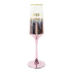 DANNY HOME - Copa de Champan Rosado Degradado con Bordados Dorado en Caja de Regalo