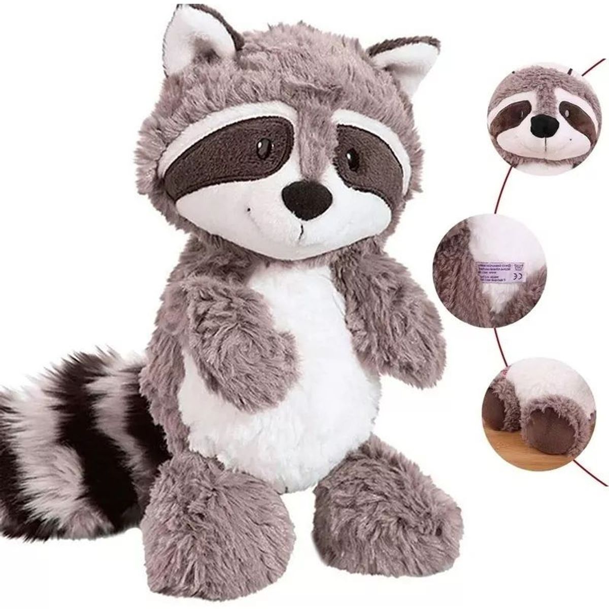 KUANGYE - Peluche Mapache Gris Encantador Mapache Lindo Suave Muñeco