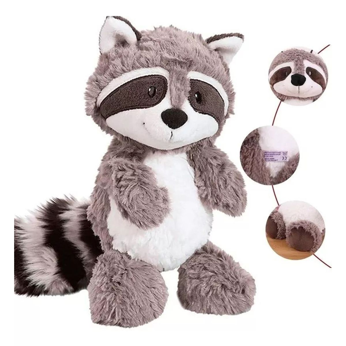 KUANGYE - Peluche Mapache Gris Encantador Mapache Lindo Suave Muñeco
