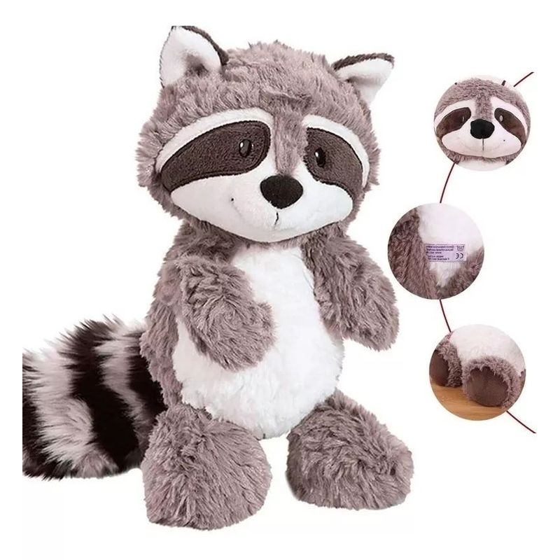 KUANGYE - Peluche Mapache Gris Encantador Mapache Lindo Suave Muñeco