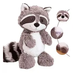 KUANGYE - Peluche Mapache Gris Encantador Mapache Lindo Suave Muñeco