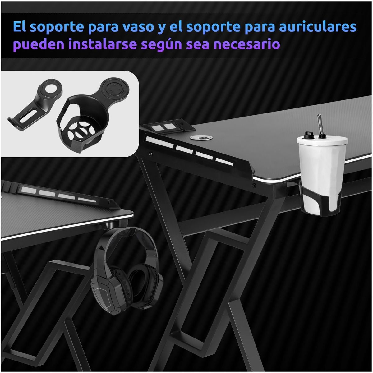 VIDITA - Escritorio Gamer X-RGB 120cm Mesa Gamer con Luces Profesional