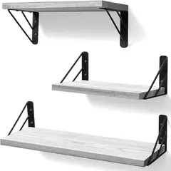 GENERICO - Repisas Flotantes De Madera KIT X3 Estantes Blanco Especial