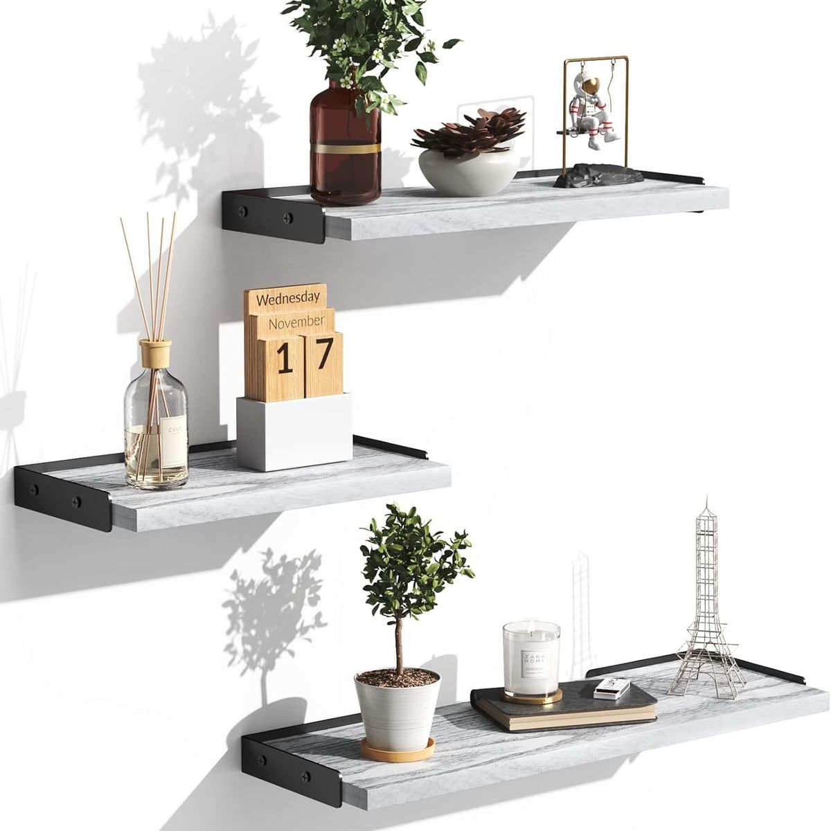 GENERICO - Repisas Flotantes De Madera KIT X3 Estantes Blanco Especial