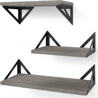 Repisas Flotantes De Madera KIT X3 Modelo Triangulo Gris
